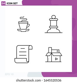 Line Icon set. Pack of 4 Outline Icons isolated on White Background for Web Print and Mobile.