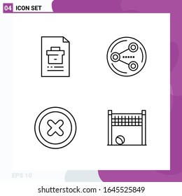 Conjunto de iconos de línea. Paquete de 4 iconos de esquema aislados en fondo blanco para impresión web y móvil.
