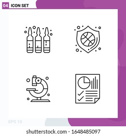 Line Icon set. Pack of 4 Outline Icons isolated on White Background for Web Print and Mobile.
