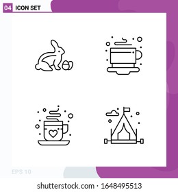 Line Icon set. Pack of 4 Outline Icons isolated on White Background for Web Print and Mobile.
