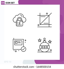Line Icon set. Pack of 4 Outline Icons isolated on White Background for Web Print and Mobile.