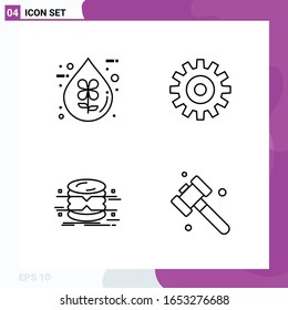 Line Icon set. Pack of 4 Outline Icons isolated on White Background for Web Print and Mobile.