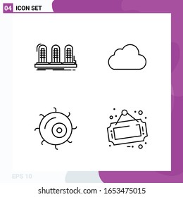 Line Icon Set. Paket mit 4 Outline-Symbolen einzeln auf weißem Hintergrund für Web Print und Mobile.