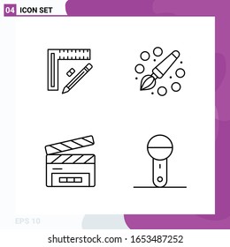 Line Icon set. Pack of 4 Outline Icons isolated on White Background for Web Print and Mobile.