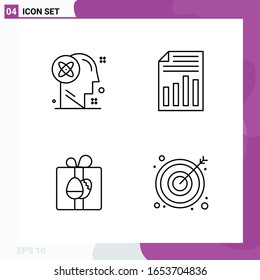Line Icon set. Pack of 4 Outline Icons isolated on White Background for Web Print and Mobile.