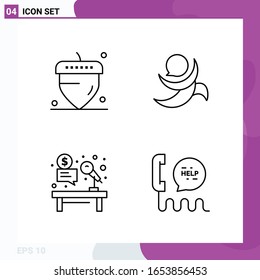 Line Icon set. Pack of 4 Outline Icons isolated on White Background for Web Print and Mobile.