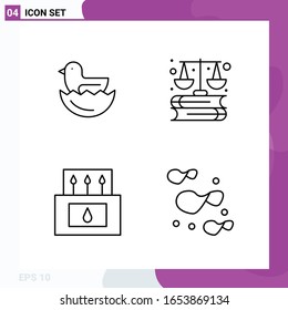 Line Icon set. Pack of 4 Outline Icons isolated on White Background for Web Print and Mobile.