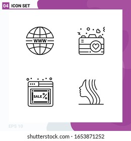 Line Icon set. Pack of 4 Outline Icons isolated on White Background for Web Print and Mobile.