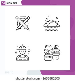 Line Icon set. Pack of 4 Outline Icons isolated on White Background for Web Print and Mobile.