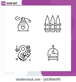 Line Icon set. Pack of 4 Outline Icons isolated on White Background for Web Print and Mobile.