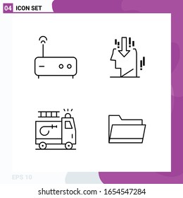 Line Icon set. Pack of 4 Outline Icons isolated on White Background for Web Print and Mobile.