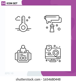 Conjunto de iconos de línea. Paquete de 4 iconos de esquema aislados en fondo blanco para impresión web y móvil.