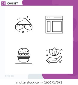 Line Icon set. Pack of 4 Outline Icons isolated on White Background for Web Print and Mobile.