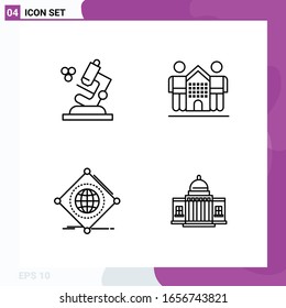 Conjunto de iconos de línea. Paquete de 4 iconos de esquema aislados en fondo blanco para impresión web y móvil.