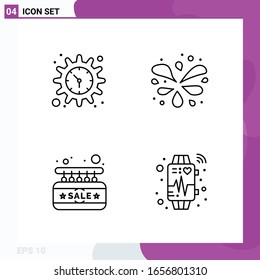 Line Icon set. Pack of 4 Outline Icons isolated on White Background for Web Print and Mobile.
