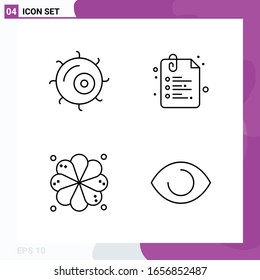 Line Icon set. Pack of 4 Outline Icons isolated on White Background for Web Print and Mobile.
