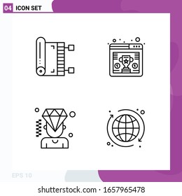 Line Icon set. Pack of 4 Outline Icons isolated on White Background for Web Print and Mobile.