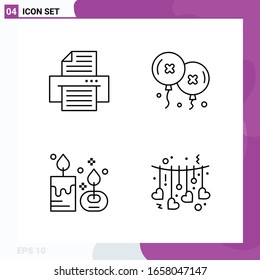 Conjunto de iconos de línea. Paquete de 4 iconos de esquema aislados en fondo blanco para impresión web y móvil.