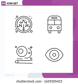 Line Icon set. Pack of 4 Outline Icons isolated on White Background for Web Print and Mobile.