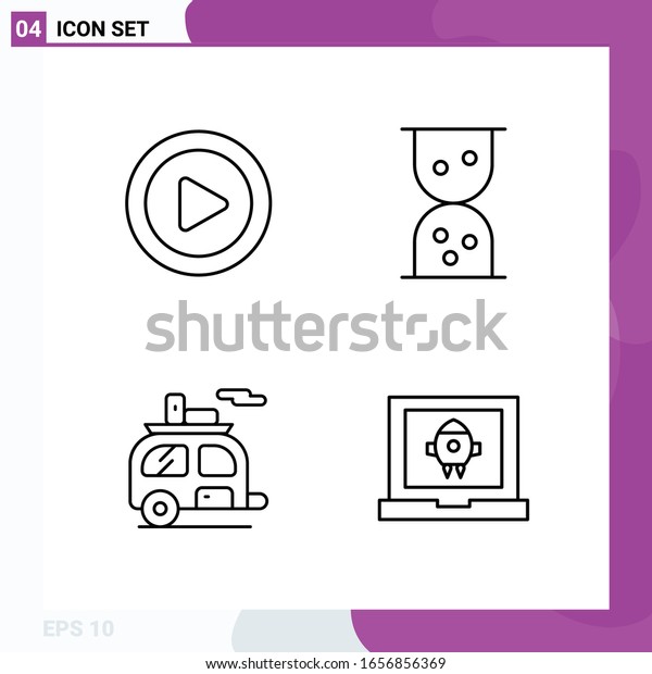 Line Icon set. Pack of 4 Outline\
Icons isolated on White Background for Web Print and\
Mobile.