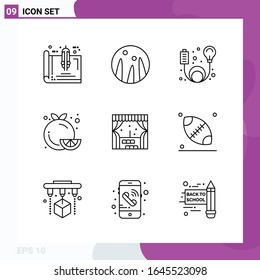 Conjunto de iconos de línea. Paquete de 9 iconos de esquema aislados en fondo blanco para impresión web y móvil.