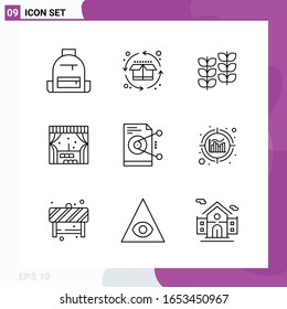 Line Icon set. Pack of 9 Outline Icons isolated on White Background for Web Print and Mobile.
