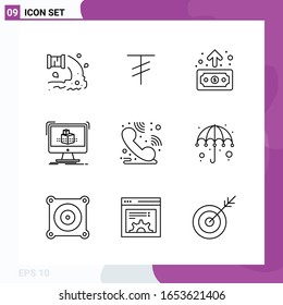 Line Icon set. Pack of 9 Outline Icons isolated on White Background for Web Print and Mobile.