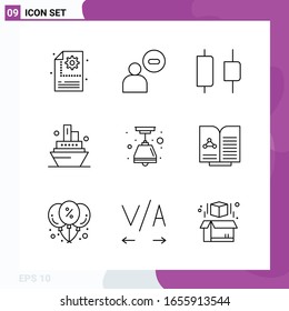 Line Icon set. Pack of 9 Outline Icons isolated on White Background for Web Print and Mobile.