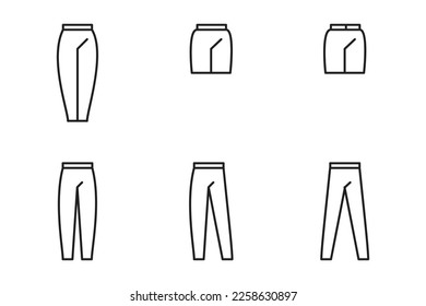 line icon set.
pattern of trousers and shorts.