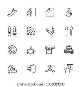 Line icon set of public navigation sign. Editable stroke vector, isolated at white background
