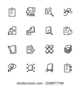 Line icon set related to magazine publishing activity. Editable stroke vector, isolated at white background