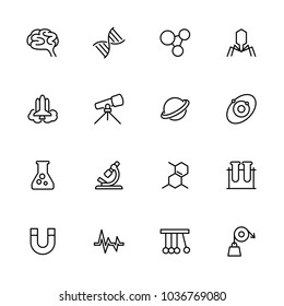 Line icon set related to major of science symbol. Editable stroke vector, isolated at white background.