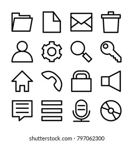 Line icon set related of popular operating system user interface. Editable stroke. vector file. Isolated at white background