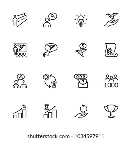 Line icon set related to Start Up starting method. Editable stroke vector, isolated at white background