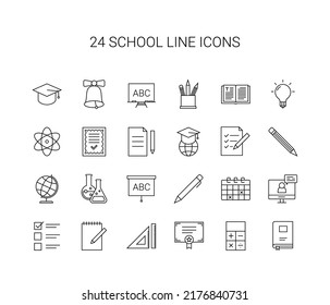 Line icon set. School pack. Vector Illustration