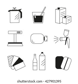 Line icon set selection of enamel