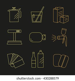 Line icon set selection of enamel