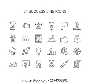 Line icon set. Success pack. Vector Illustration