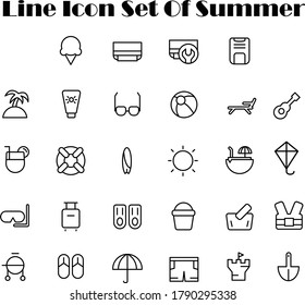 Line Icon Set Of Summer