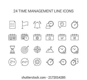 Zeilensymbol eingestellt. Zeitmanagement-Paket. Vektorgrafik