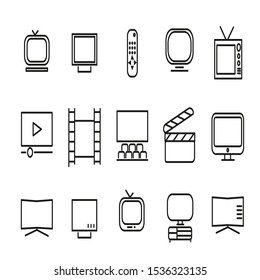 Line icon set tv on a white background