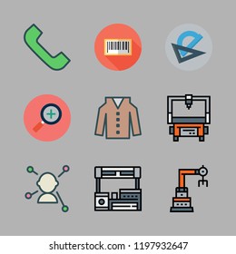 line icon set. vector set about networking, industrial robot, protractor and telephone icons set.