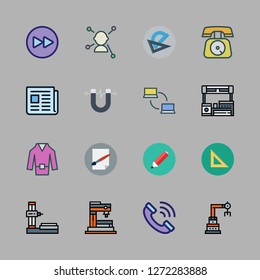 line icon set. vector set about text lines, protractor, phone call and paper icons set.