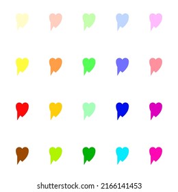 Line icon set of vivid multicolored speech bubbles in form of cloud with black stroke  