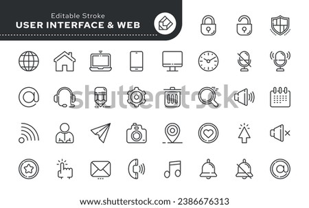 Line icon set. Web mobile user interface. UI and UX. Vector icon pack.