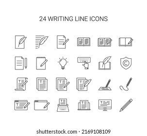 Line icon set. Writing pack. Vector Illustration