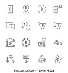 line icon set,cryptocurrency icon, blockchain icon collection, vector illustration