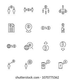 line icon set,cryptocurrency icon, blockchain icon collection, vector illustration