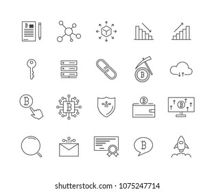 line icon set,cryptocurrency icon, blockchain icon collection, vector illustration