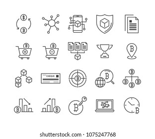 line icon set,cryptocurrency icon, blockchain icon collection, vector illustration